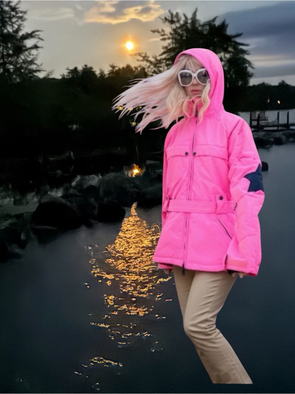 Jet Set JSX Hot Pink Ski Jacket Black Stars